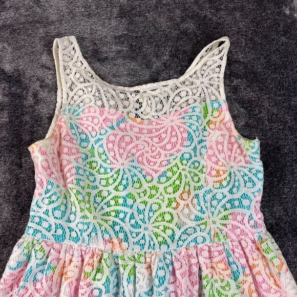 Lilly Pulitzer Eyelet Crochet Multi-Color Shift Dress Sleeveless Girls 12 Lined - Picture 2 of 13